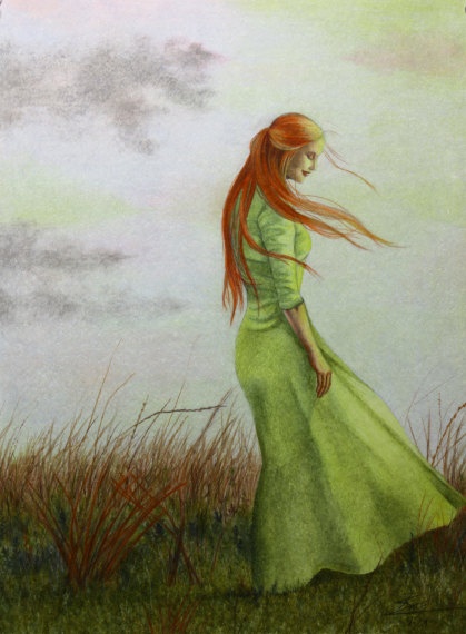 girl in green dress